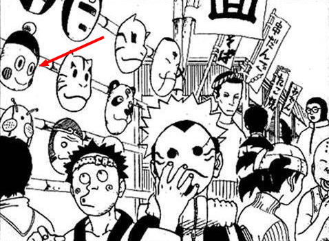 Chiaotzus Gesicht als Maske im Naruto Manga